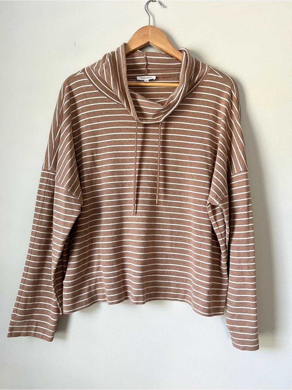 Haven Well Within Striped Cowl Funnel Neck Pullover Sweater XXL 100% Cotton